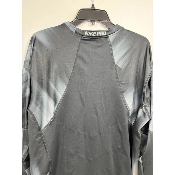Nike Pro Hyperwarm Dri Fit Fitted Long Sleeve Men’s XL Black/Gray Fleece Lined - Picture 5 of 9